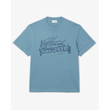 Lacoste Printed Cotton Jersey T-shirt In Blue