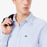 Lacoste Regular Fit Striped Oxford Shirt In Sky Blue