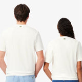 Lacoste Signature Print Cotton T-shirt Unisex In White
