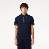 Lacoste Smart Paris Stretch Cotton Contrast Trim Polo Shirt in Midnight Blue 166