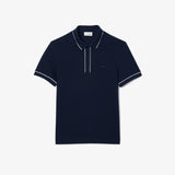 Lacoste Smart Paris Stretch Cotton Contrast Trim Polo Shirt in Midnight Blue 166