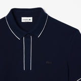Lacoste Smart Paris Stretch Cotton Contrast Trim Polo Shirt in Midnight Blue 166