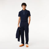 Lacoste Smart Paris Stretch Cotton Contrast Trim Polo Shirt in Midnight Blue 166
