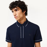 Lacoste Smart Paris Stretch Cotton Contrast Trim Polo Shirt in Midnight Blue 166