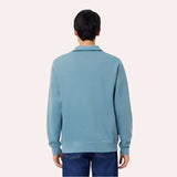 Lacoste Zip-Up High Neck Interlock Sweatshirt In Blue