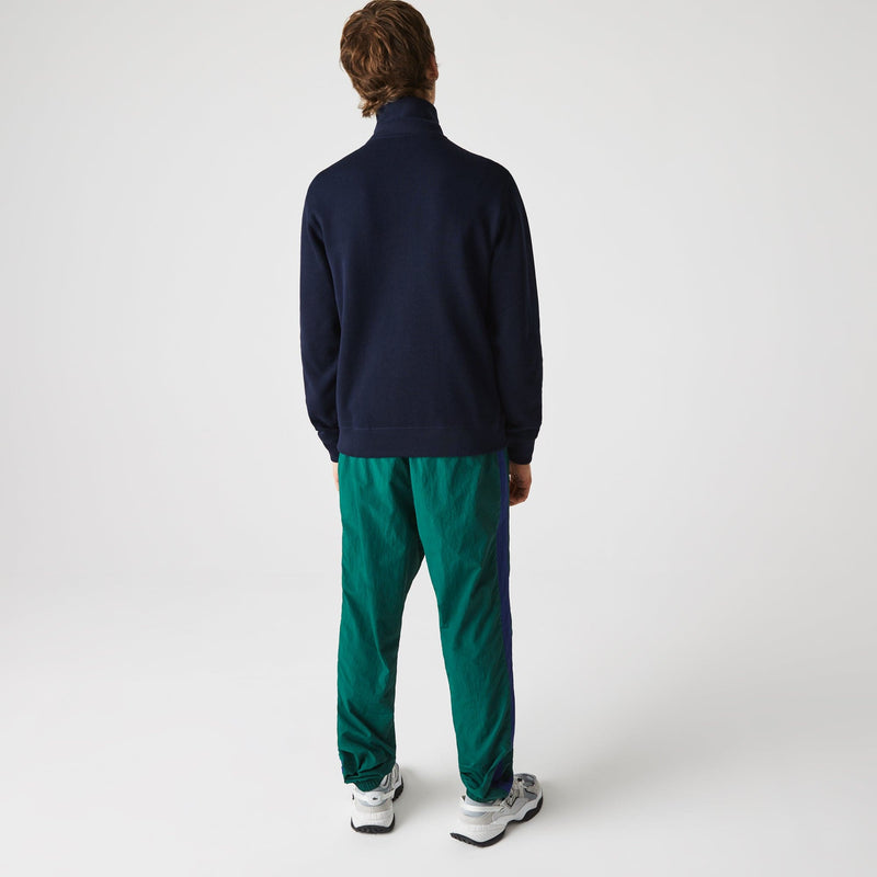 Lacoste Zippered Stand-Up Collar Cotton Sweatshirt in Navy