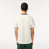 Lacoste Stripe Collar Stretch Piqué T-Shirt in White 70V