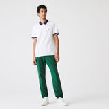Lacoste Stripe Collar Stretch Piqué T-Shirt in White 70V