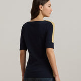 Lauren Ralph Lauren Damira Mid Sleeve T Shirt In Navy / Gold