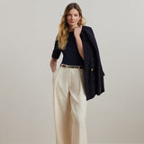 Lauren by Ralph Lauren Stretch Cotton Boatneck Tee In Navy