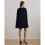 Lauren Ralph Lauren Belted Cape Georgette Cocktail Dress In Lighthouse Navy