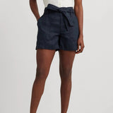 Lauren Ralph Lauren Belted Linen Short In Navy