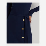 Lauren Ralph Lauren Belted Rib-Knit Dress Navy