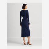 Lauren Ralph Lauren Belted Rib-Knit Dress Navy