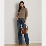Lauren Ralph Lauren Buckle-Trim Mélange Turtleneck Sweater Beige