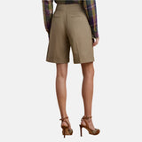 Lauren Ralph Lauren Buckle-Trim Pleated Cotton Twill Short In Tan