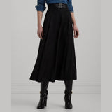 Lauren Ralph Lauren Buckle-Trim Twill Midi Skirt In Black