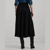 Lauren Ralph Lauren Buckle-Trim Twill Midi Skirt In Black