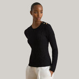 Lauren Ralph Lauren Button-Trim Cable-Knit Jumper In Black