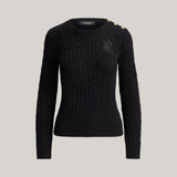 Lauren Ralph Lauren Button-Trim Cable-Knit Jumper In Black