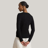 Lauren Ralph Lauren Button-Trim Cable-Knit Jumper In Black