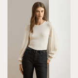 Lauren Ralph Lauren Button-Trim Puff-Sleeve Jumper