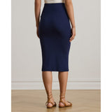Lauren Ralph Lauren Button-Trim Rib-Knit Pencil Skirt In Navy