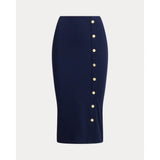 Lauren Ralph Lauren Button-Trim Rib-Knit Pencil Skirt In Navy