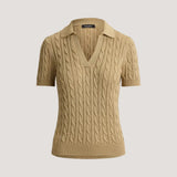 Lauren Ralph Lauren Cable Cotton-Blend Short-Sleeve Jumper In Birch Tan