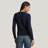 Lauren Ralph Lauren Cable-Knit Cotton-Blend Cardigan In Navy