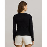 Lauren Ralph Lauren Cable-Knit Cotton Cardigan In Black