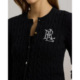 Lauren Ralph Lauren Cable-Knit Cotton Cardigan In Black