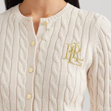 Lauren Ralph Lauren Cable-Knit Cotton Cardigan In Cream