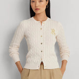 Lauren Ralph Lauren Cable-Knit Cotton Cardigan In Cream