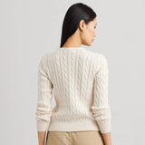 Lauren Ralph Lauren Cable-Knit Cotton Cardigan In Cream