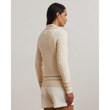Lauren Ralph Lauren Cable-Knit Cotton Cricket Jumper in Mascarpone Cream/Sand