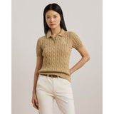 Lauren Ralph Lauren Cable-knit Cotton Polo Jumper In Birch Tan
