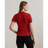 Lauren Ralph Lauren Cable-knit Cotton Polo Jumper In Madison Red