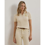 Lauren Ralph Lauren Cable-Knit Cotton Polo Jumper In Mascarpone Cream