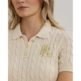 Lauren Ralph Lauren Cable-Knit Cotton Polo Jumper In Mascarpone Cream