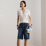 Lauren Ralph Lauren Cable-Knit Cotton Short-Sleeve Cardigan in White