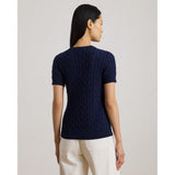 Lauren Ralph Lauren Cable-Knit Cotton Short-Sleeve Jumper In Refined Navy