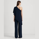 Lauren Ralph Lauren Cape Georgette One-Shoulder Jumpsuit In Lighthouse Navy