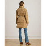 Lauren Ralph Lauren Channel-Quilted Funnelneck Down Coat In Tan