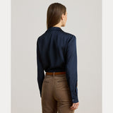 Lauren Ralph Lauren Classic Fit Satin Charmeuse Shirt in Navy