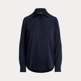 Lauren Ralph Lauren Classic Fit Satin Charmeuse Shirt in Navy