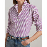 Lauren Ralph Lauren Classic Fit Striped Broadcloth Shirt In Purple Stripe
