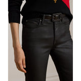 Lauren Ralph Lauren Coated High-rise Straight Ankle Jean In Black