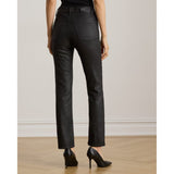 Lauren Ralph Lauren Coated High-rise Straight Ankle Jean In Black