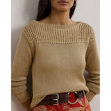 Lauren Ralph Lauren Cotton-Blend Boatneck Jumper In Birch Tan
